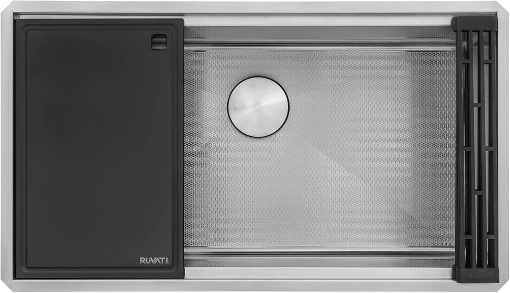 Ruvati Hex Bottom 33-inch Workstation Scratch Resistant Embossed Texture Kitchen Sink Stainless Steel - RVH8633