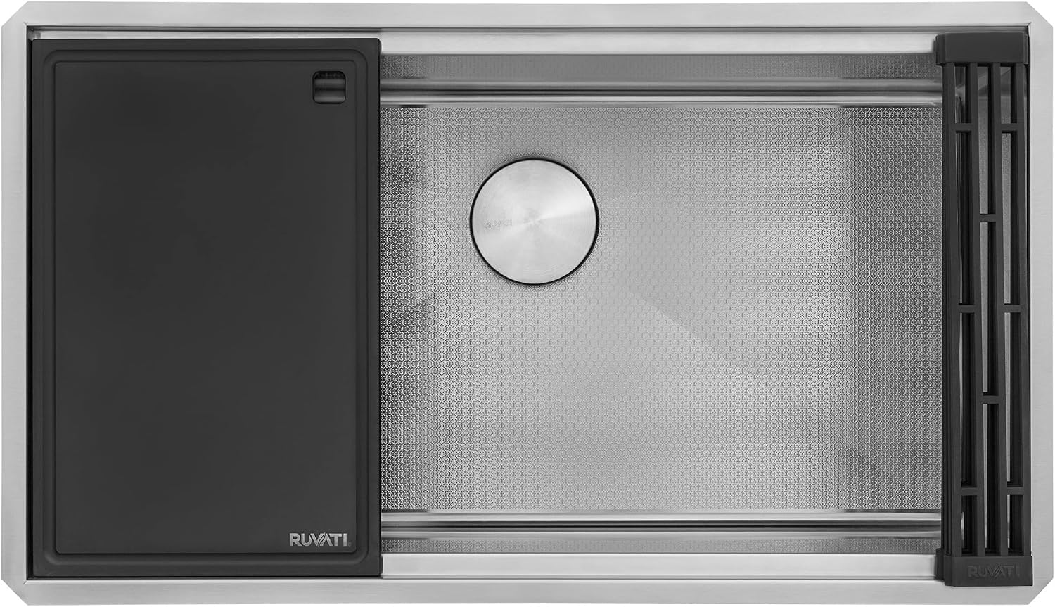 Ruvati Hex Bottom 33-inch Workstation Scratch Resistant Embossed Texture Kitchen Sink Stainless Steel - RVH8633
