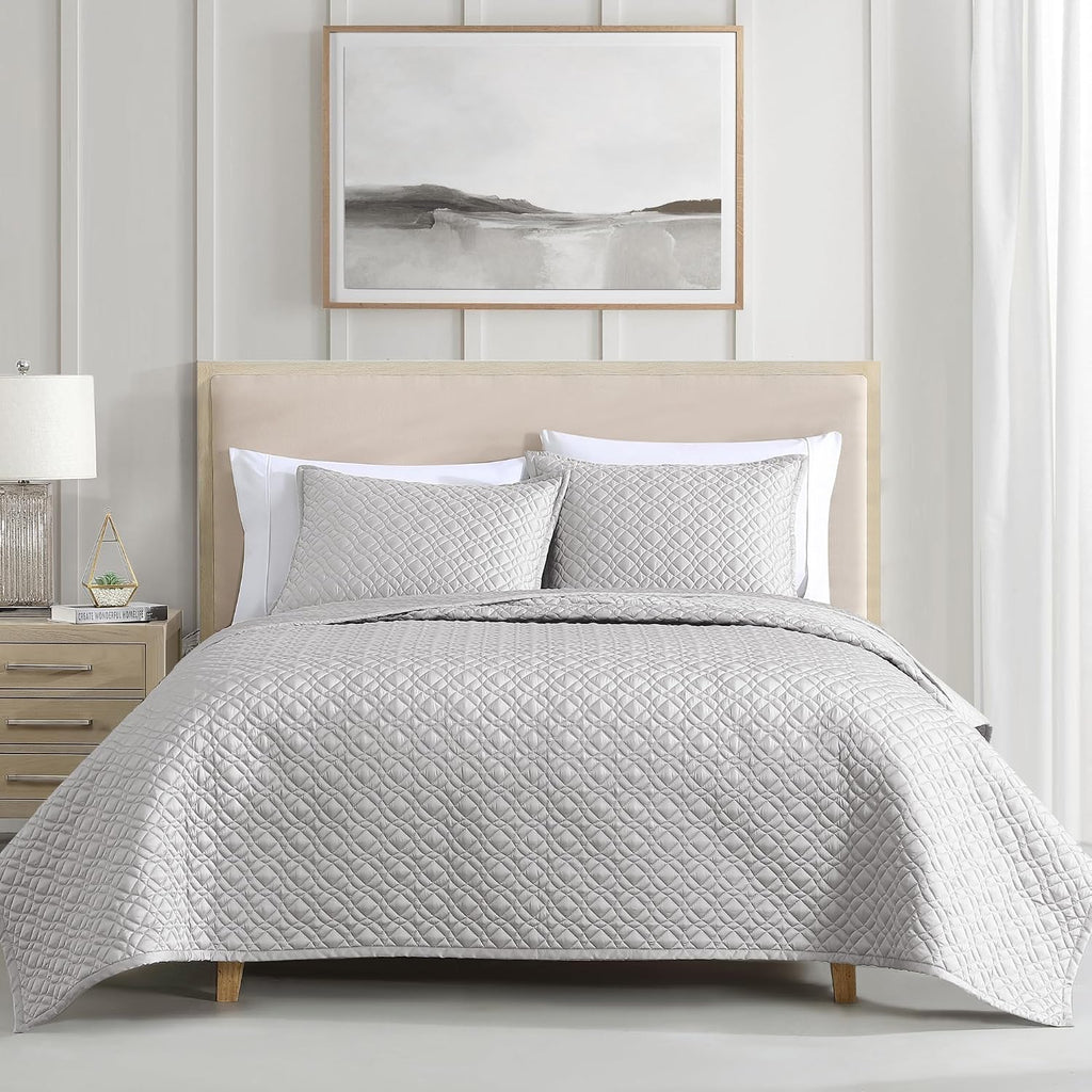 Riverbrook Home Noble Tencel Coverlet Set, King, Silver, 3 Piece Set