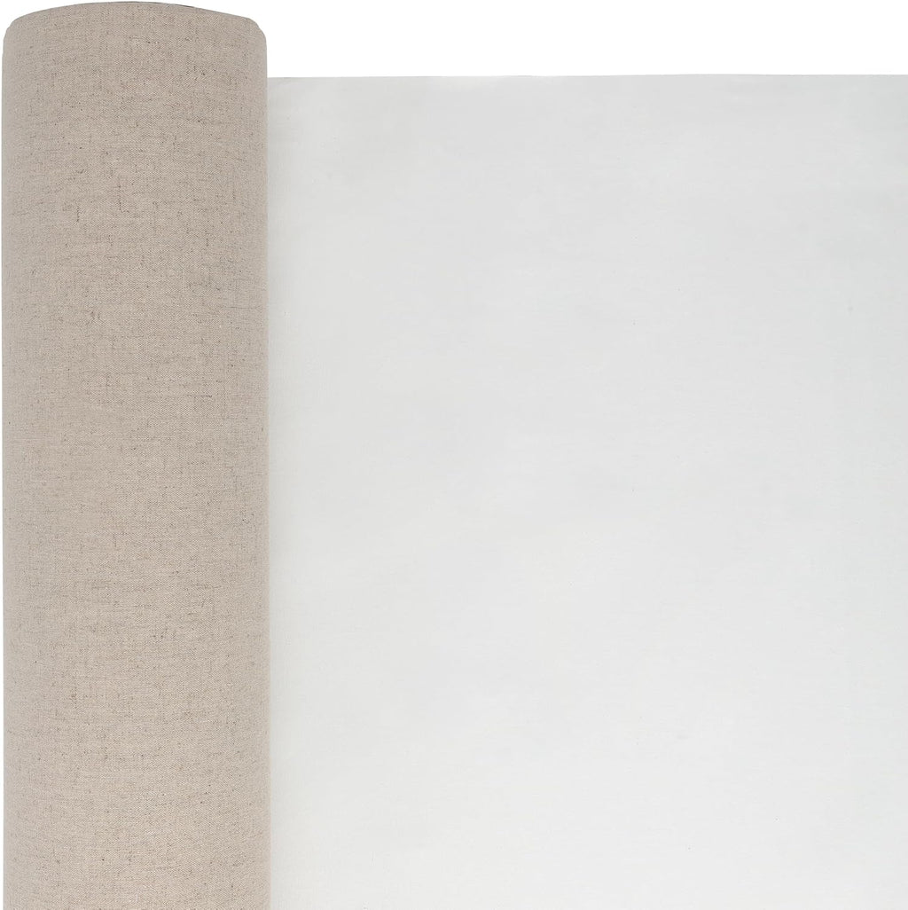 Centurion 11 oz. Acrylic Primed 100% Linen Canvas Roll, 60' x 6 Yards Double Primed Medium Weight with Even Surface Texture - Archival Ready to Stretch Linen Canvas Material for All Wet Media