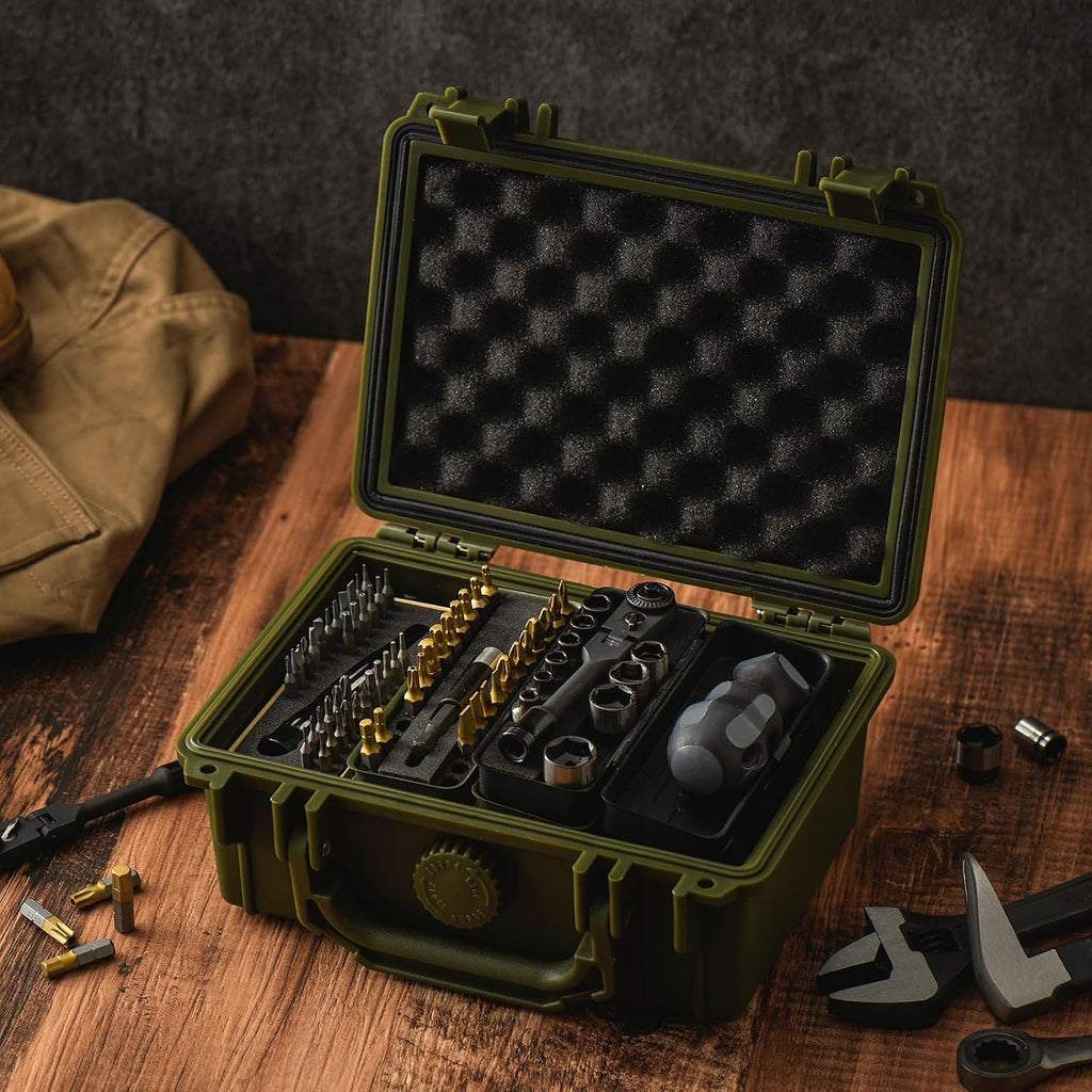 KESI Tool 77-Piece Torx bit Set Fully Armed Set with Waterproof Camera Hard Protective Case with 29-Piece 1/4' Multi Function Bits Set & 13-Piece 1/4' Spline Set & 35-Piece Precision Bits Set (Green)