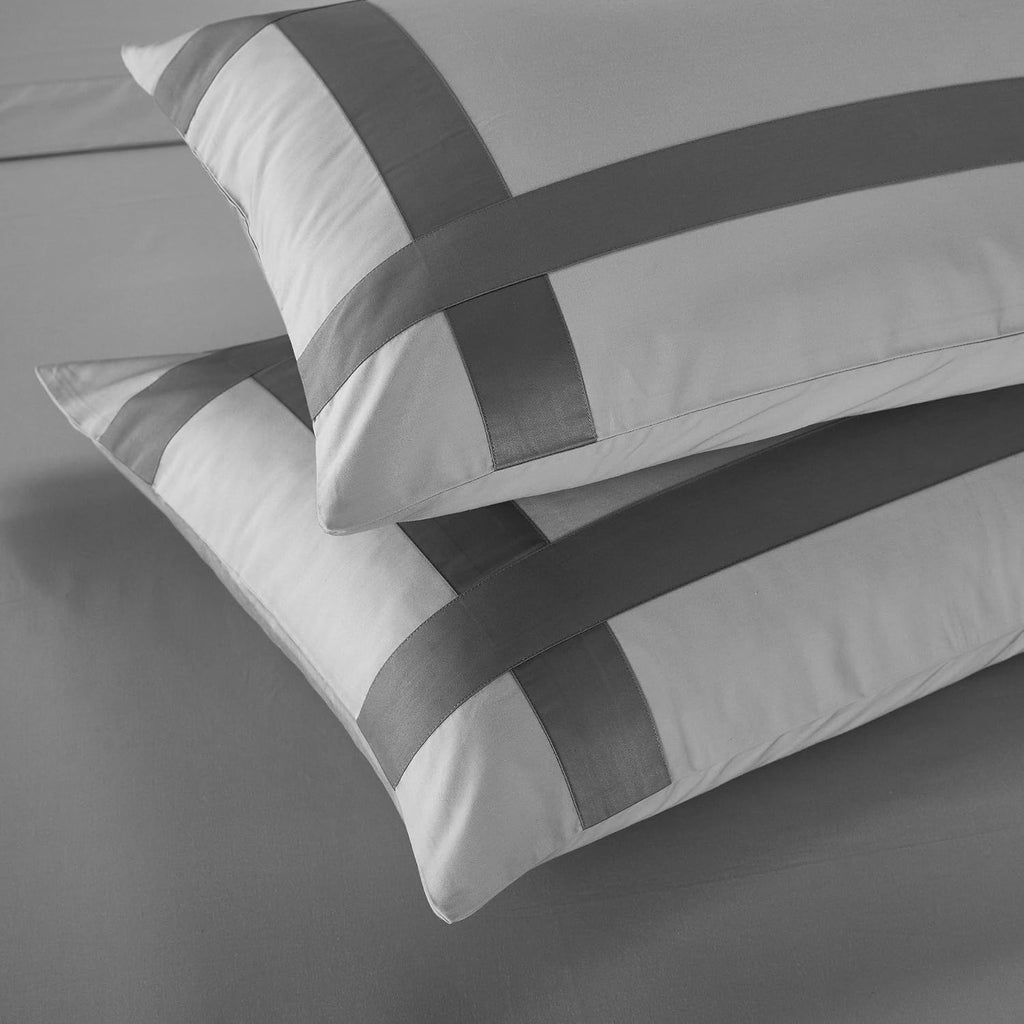 Casabolaj Equilibrio 2 Pieces Casual Duvet Cover Set-100% Egyptian Cotton Sateen 400 Thread Count-Modern Minimalist Bedding Sets Cross Patchwork Manufacturing-Silver/Grey Color (Twin)