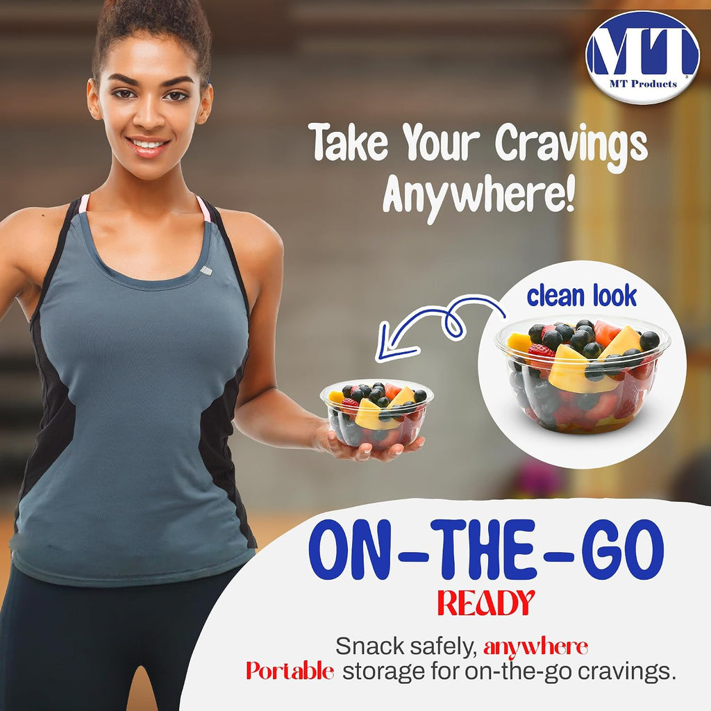 MT Products Plastic Acai Fruit Bowl 16 oz. - Disposable Salad Bowl with Lids (Pack of 300) - Made in the USA