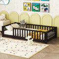Twin Size Kids Montessori Floor Bed,Twin Floor Bed Frame with Slats,Solid Wood Twin Bed Frame for Girls Boys,White