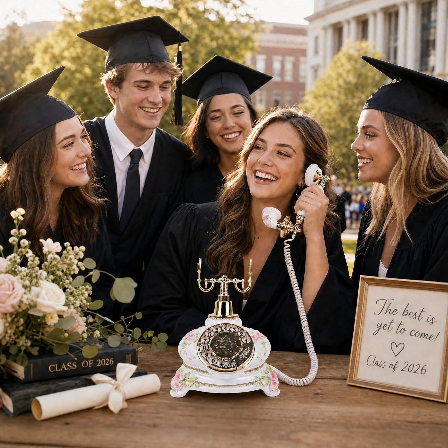 Audio Guest Book Wedding Phone, Audio Guestbook Phone Recorder, Leave a Message After the Tone Guest Book, for Weddings, Parties, Birthdays, Graduations (Flower Striped