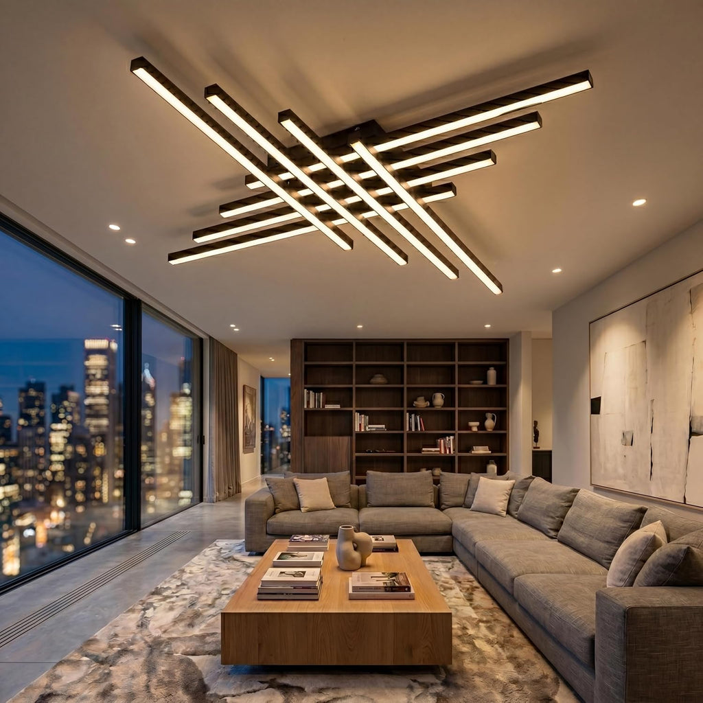 Flush Mount Ceiling Light Fixture 45.7' Modern Black Sputnik Dimmable LED Lamp with Remote Control Ideal for Bedroom Living Room Kitchen Room(8 Lights)