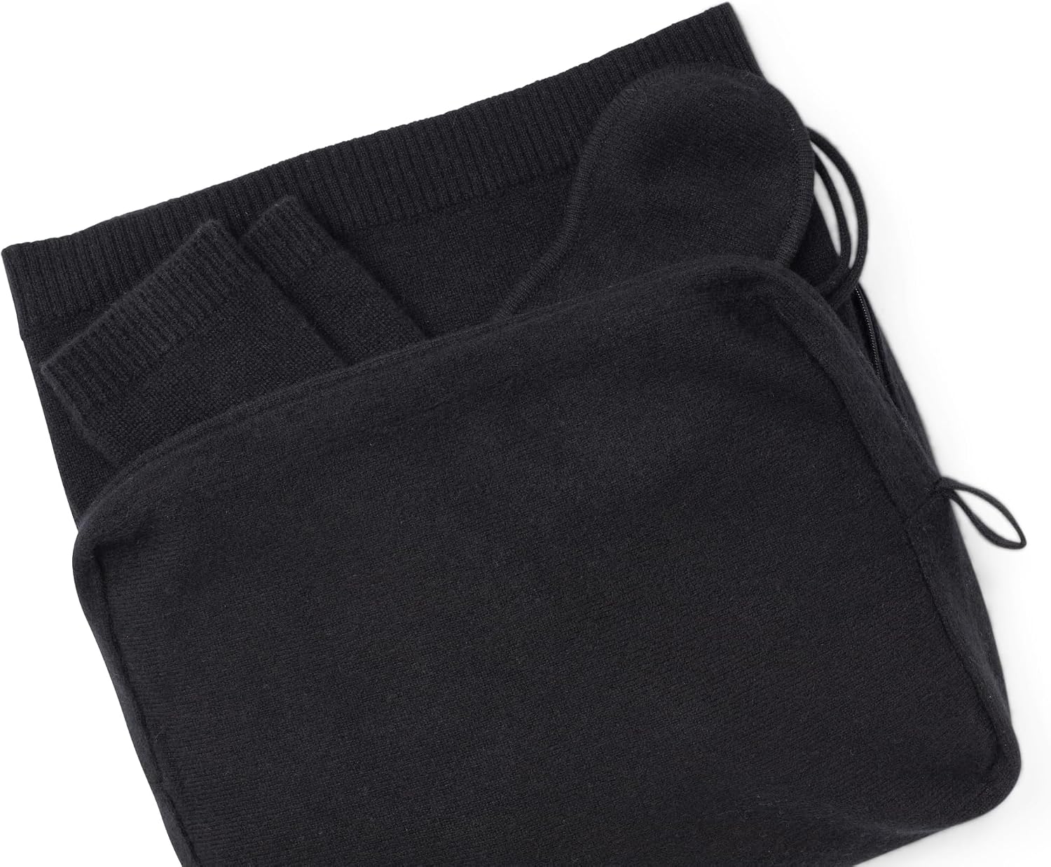 Jet&Bo 100% Pure Cashmere Travel Set: Blanket, Eye Mask, Socks, Carry/Pillow Case Black in Gift Box