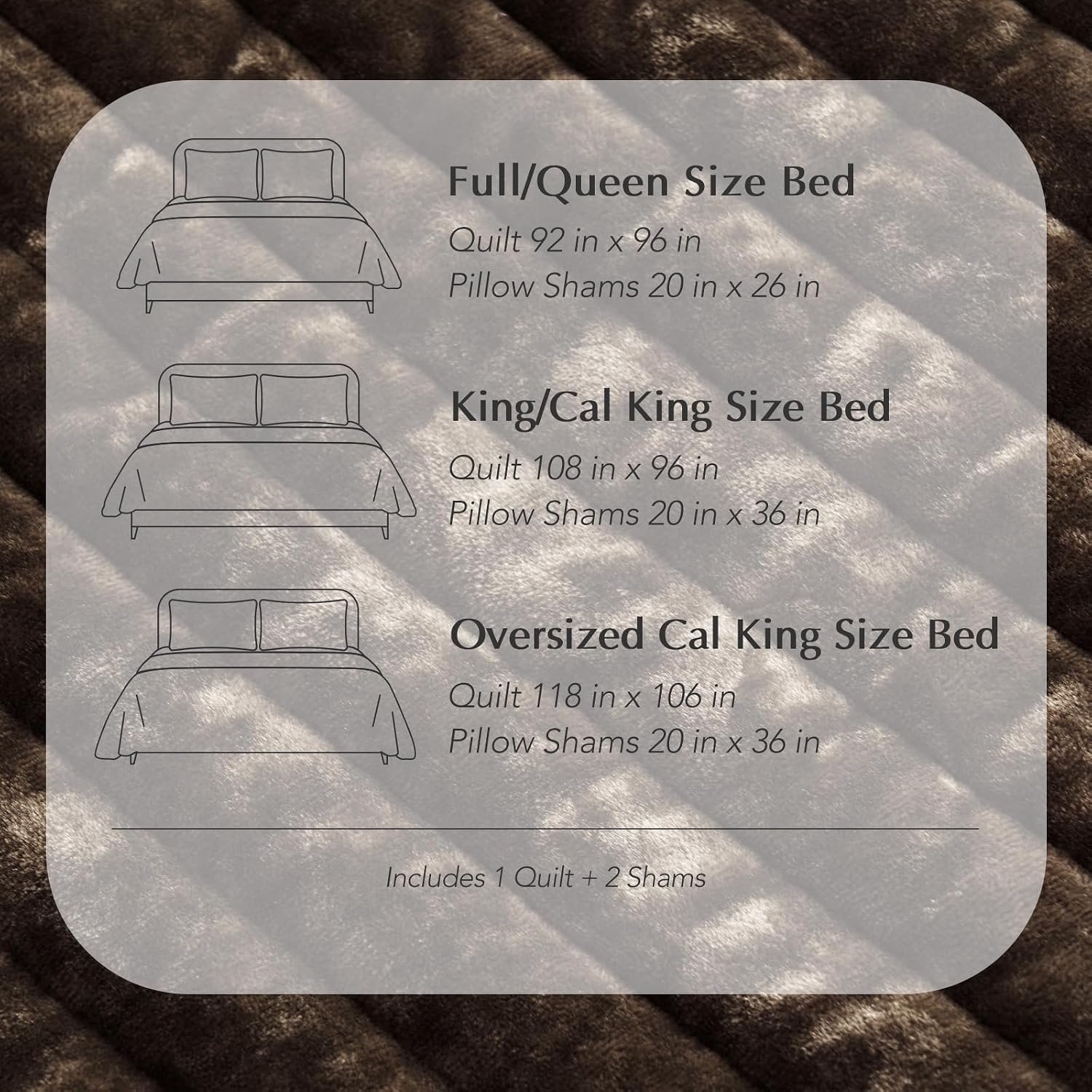 EVERGRACE Velvet Quilt Set California King 118'' x 106'', Luxurious Soft Striped Channel Bedding Set, Lightweight Velvet Comforter for All Season, Oversized Bedspread Coverlet w/ 2 Shams, Walnut Brown