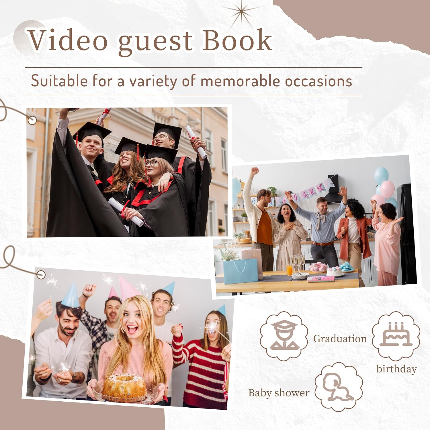 FiayaCom Video Audio Guest Book, Wedding Phone Customized Video Messages,Ideal for a Variety of Memorable Party Occasions (Wall Phone,White)
