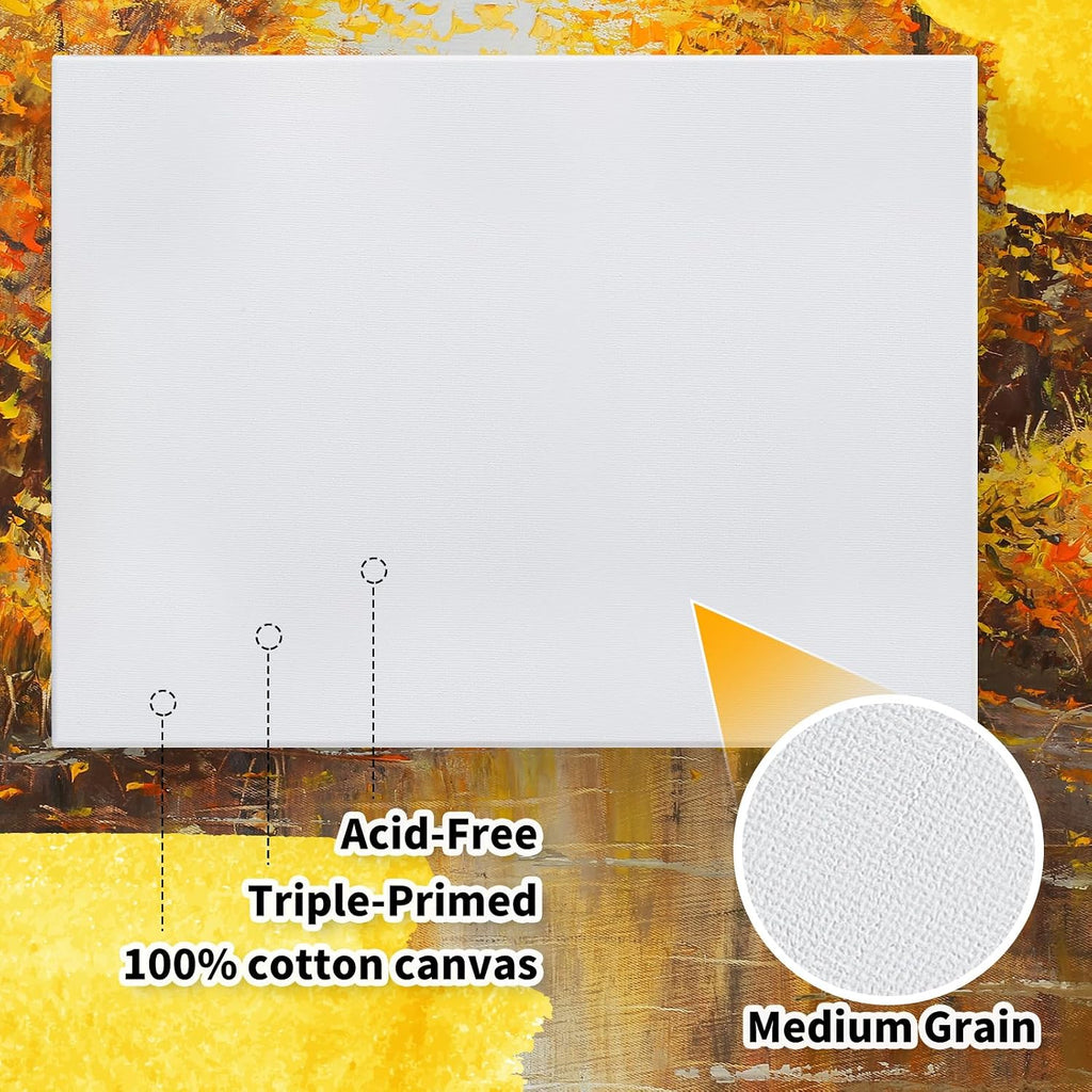 Thenshop 80 Pack Stretched Canvas for Painting 8 x 10 Inch Triple Primed Acid Free 100% Cotton White Blank Canvas for Painting Supplies Oil and Acrylic Pouring Art Watercolor