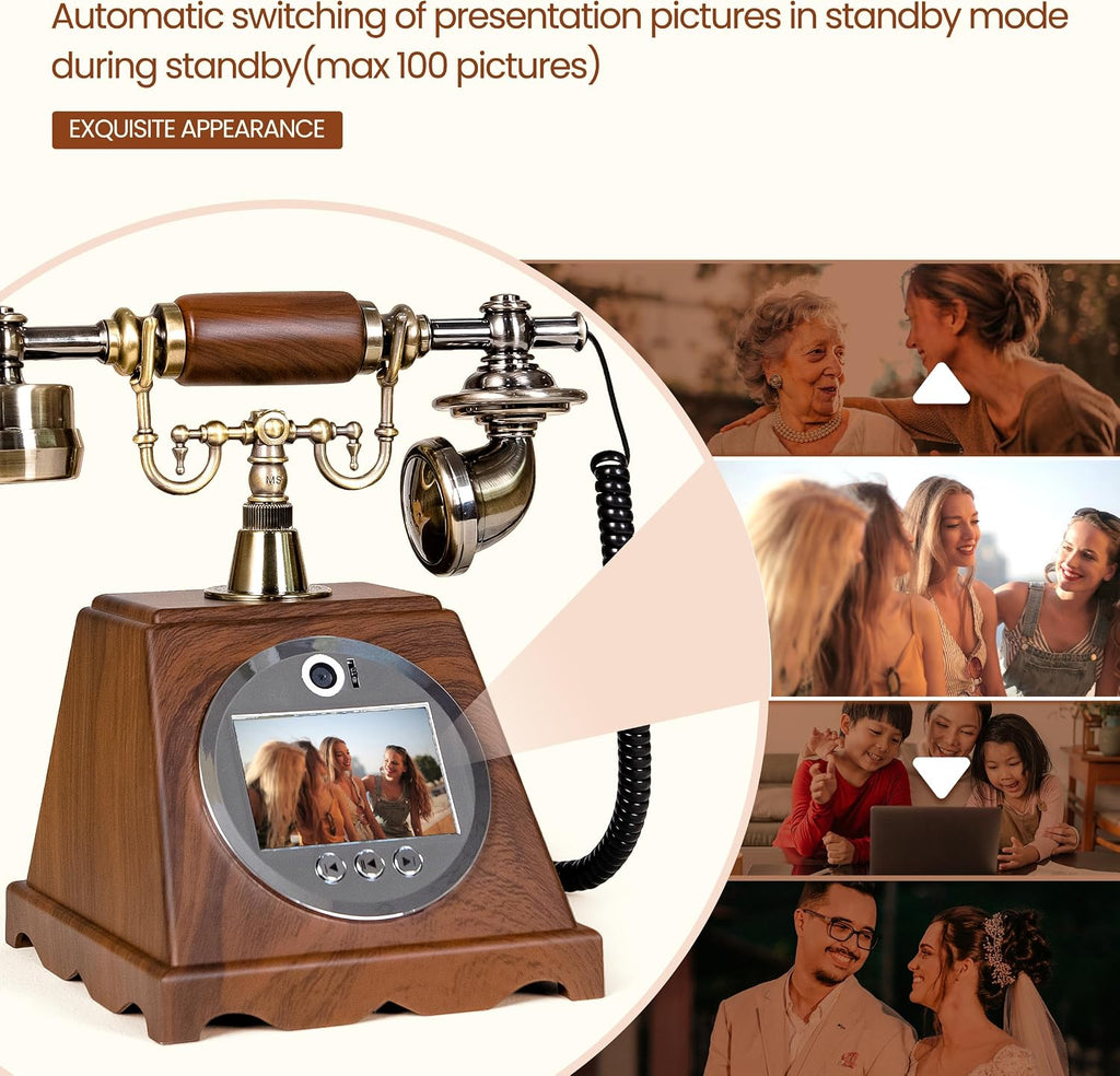 FiayaCom Video Audio Guest Book Wedding Phone,1080P HD Video Phone Guestbook, Preserve Your Special Occasions, Ideal for Wedding Bridal Shower, Birthday, Graduations, Baby Shower(Retro Brown)
