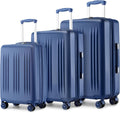 Kono Expandable Luggage 3 Piece Set Hardshell Lightweight 20in 24in 28in Carry On Suitcase with Spinner Wheels TSA Lock(Navy)