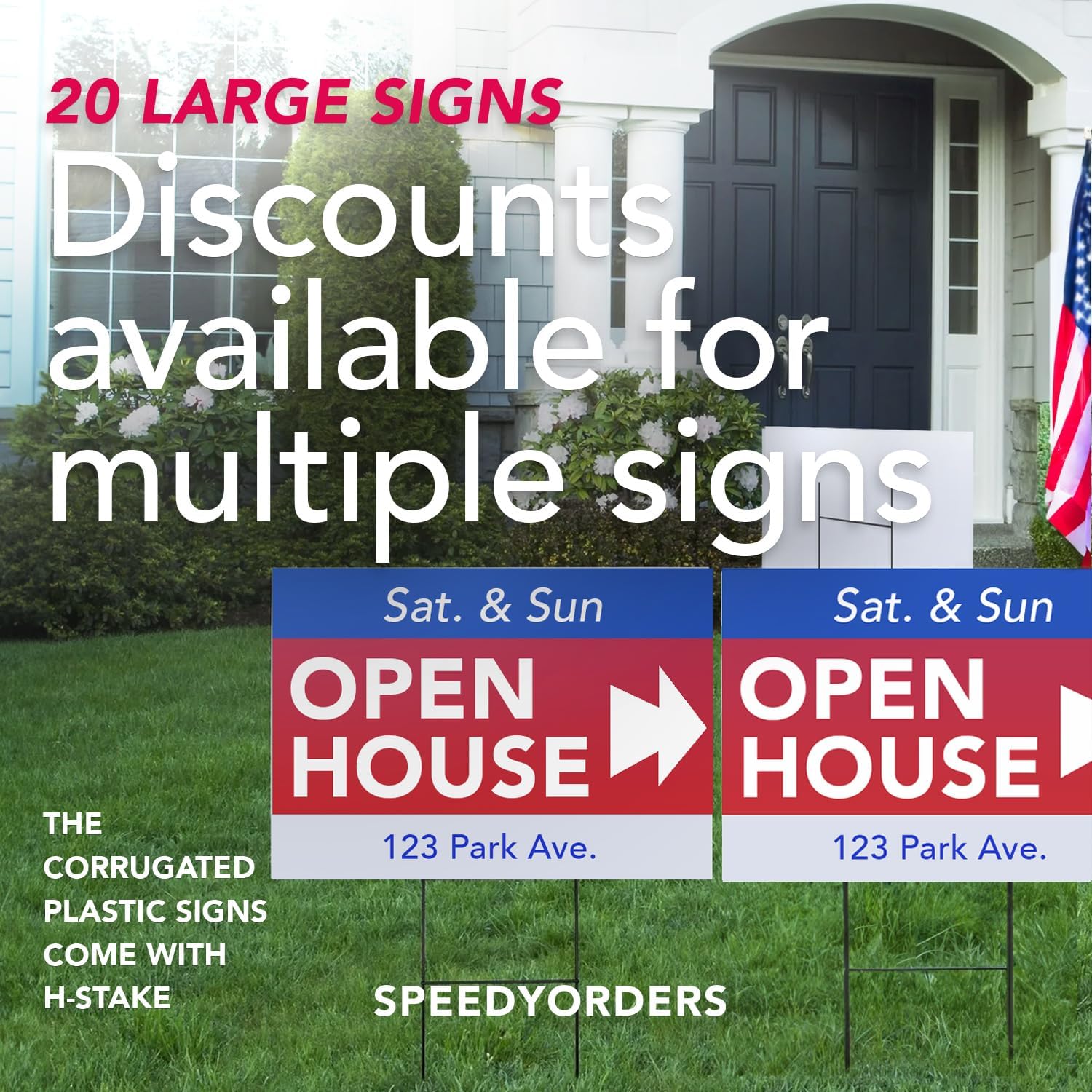 SPEEDYORDERS 20QTY Custom Yard Signs With Stakes, Custom Yard Signs Double Sided, Personalized Printed Yard Signs, Full Color Lawn Signs, Design Your Own Outdoor Yard Signs, Size 16x24
