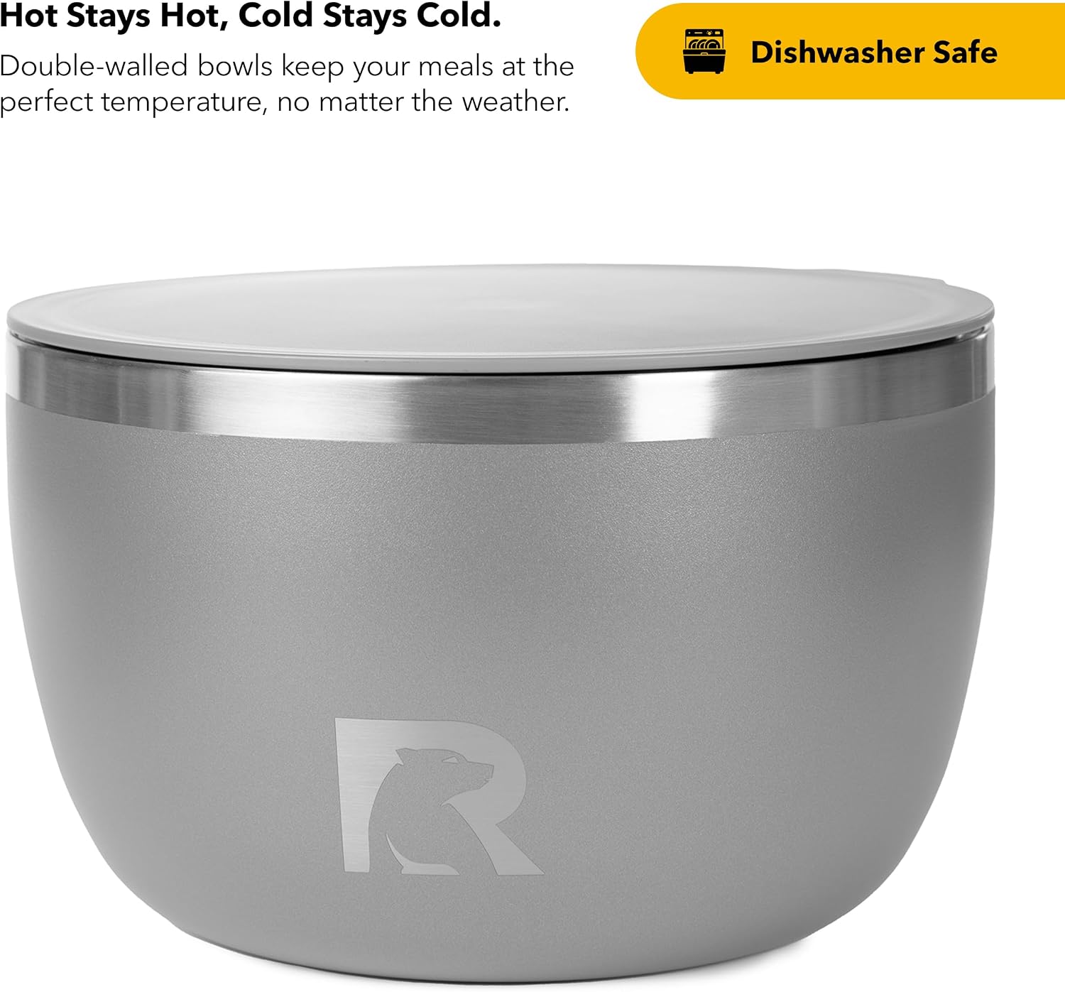 RTIC Anywhere Stainless Steel Bowl Set Of Two, Camping Bowls With Lids, Vacuum Insulated, Stackable Durable Outdoor Dinnerware, Non Slip, Dishwasher Safe, Dinner Outside, Campfires Travel, Graphite