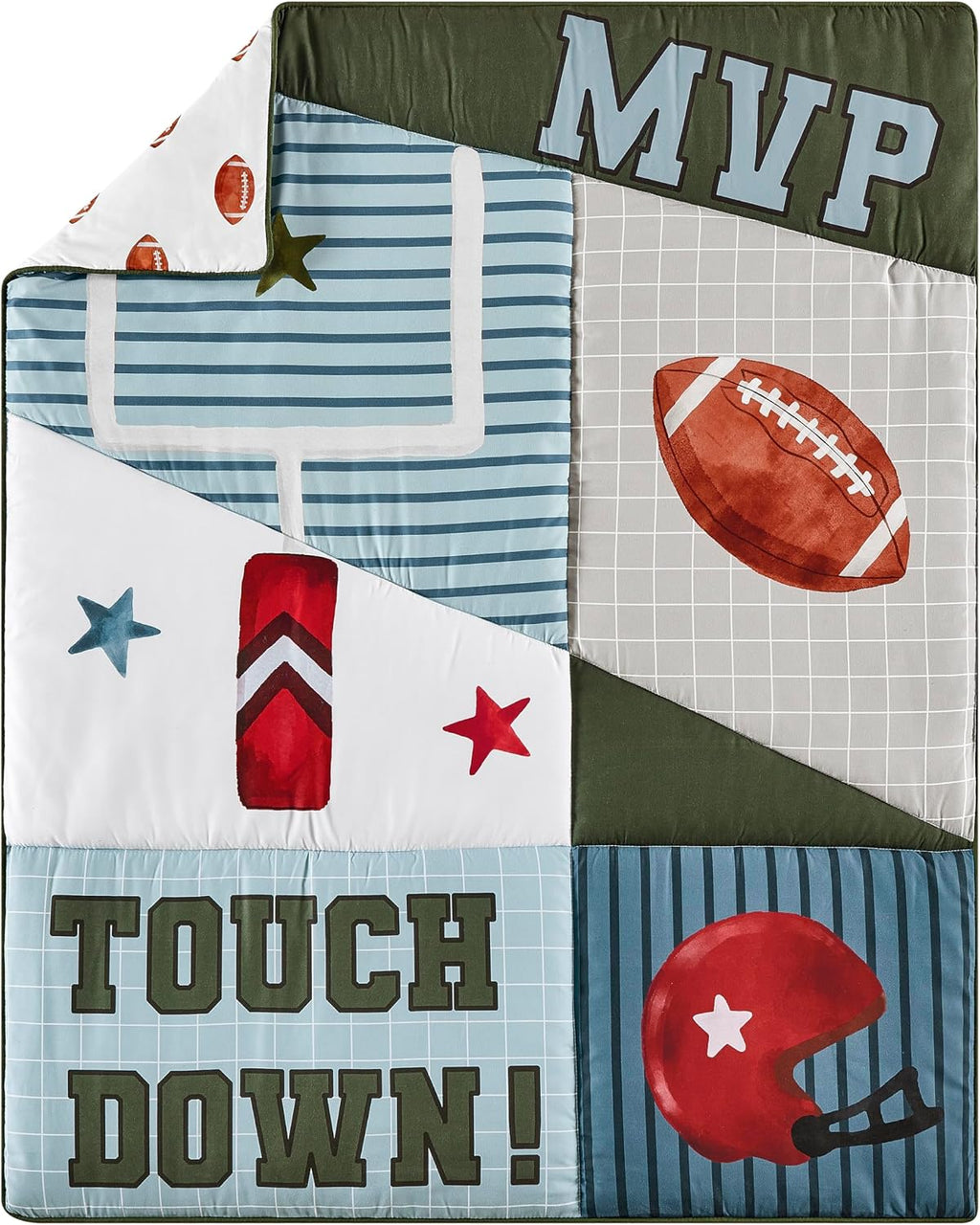 Sweet Jojo Designs American Football MVP Boy Baby Crib Bedding Set Infant Nursery Room BreathableBaby Breathable Mesh Crib Liner Blanket Fitted Sheet Skirt Diaper Stacker 6p Vintage Helmet Sport Theme
