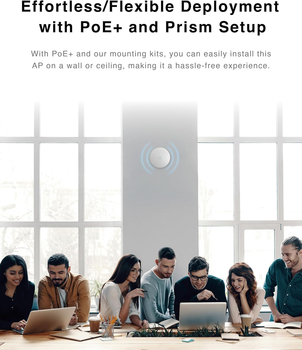 BROWAN WiFi 6 Ceiling Mounted AX6000 Enterprise Access Point (MI12) with OFDMA MU-MIMO Mesh, PoE+ Powered for Business & Home | PoE Injector Not Included
