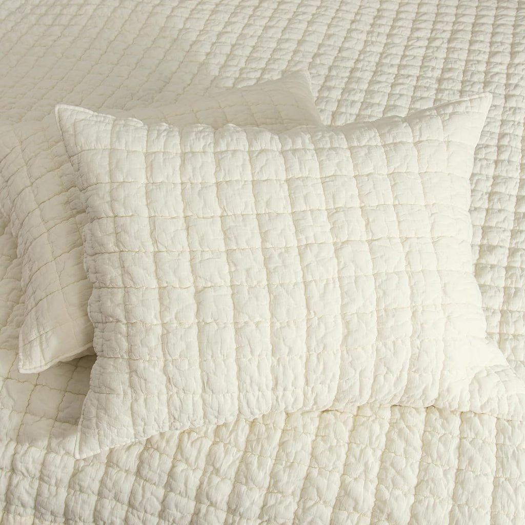 Levtex Home - Whisper Butter Quilt Set - Twin/Twin XL Quilt (68x86in.) and 1 Standard Sham (20x26in.) - Textured Grid - Cream - Reversible - Cotton | Textured
