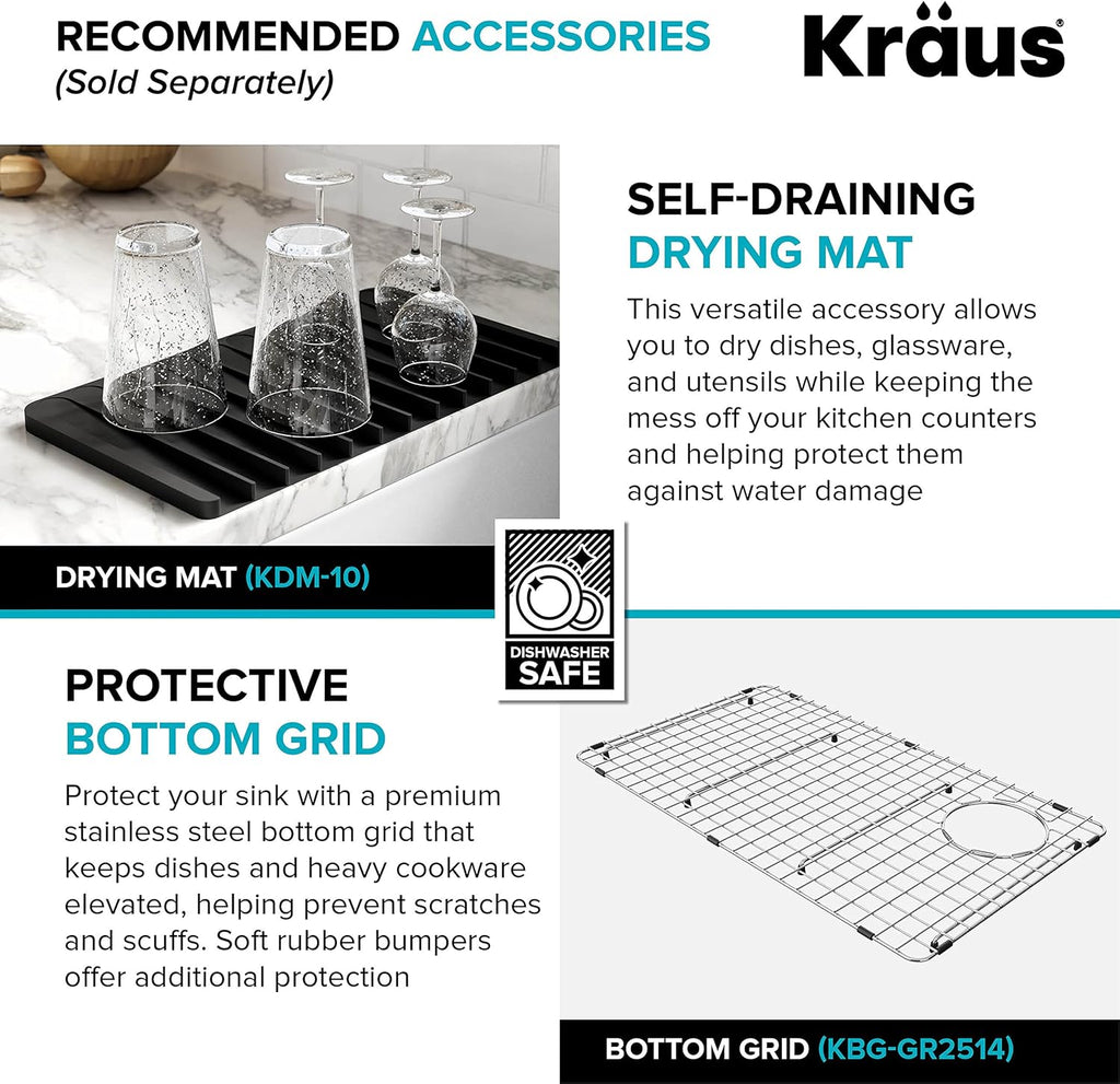 KRAUS Kitchen Sink Bellucci 29' Undermount Workstation Granite, Metallic Gray, Accessories, KGUW2-30MGR