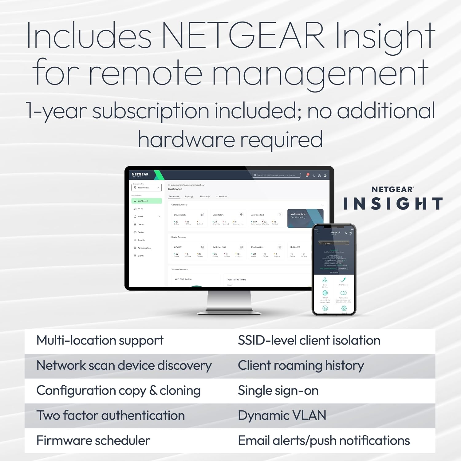 NETGEAR Tri-Band PoE 10 G Insight Manageable WiFi 7 Access Point (WBE750) – 18.4 Gbps Speed (AX18400) - Covers up to 3,000 sq. ft., 256 Client Devices - WPA3 - Power Adapter not Included
