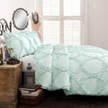 Lush Decor Avon 3 Piece Comforter Set, Full/Queen, Light Aqua - DISCONTINUED