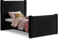 Meridian Furniture B1298Black-T Elias Collection Modern | Contemporary Twin Bed with Soft Black Velvet, Solid Wood Inner Frame, 52' W x 83.5' D x 52' H, Black, Twin