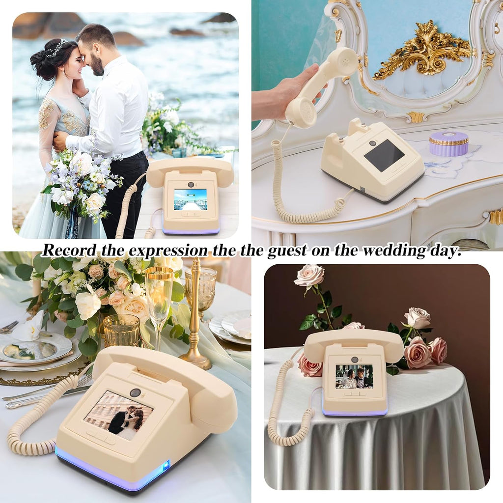 UKBW Video Audio Guest Book Phone, 1080P Video GuestBook Wedding Phone, 32G SD Card Customized Video Audio Guest Book Alternatives with Lens Recording for Birthday Party Anniversary Engagement
