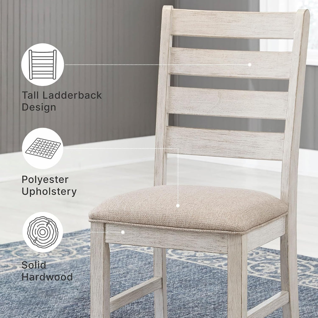 Signature Design by Ashley Skempton Modern Farmhouse Dining Room Chair, 2 Count, Ladderback Design, Wood, 17.75' W x 21.5' D x 38.63' H, White and Light Brown