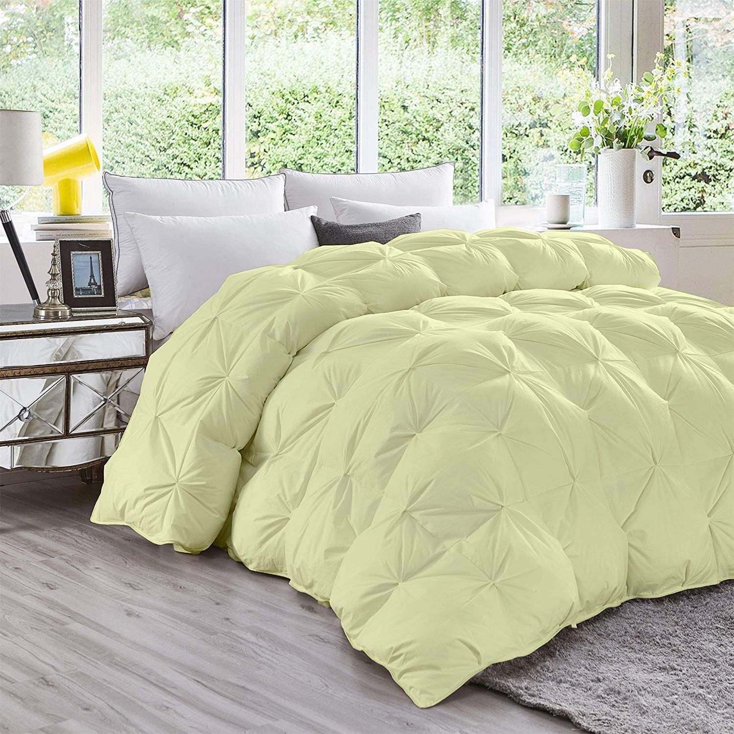 Super Soft 1000-TC All Season Down Alternative Comforter & 2pc Pillow Shams Super King (98' x 108') Inches Decorative Pintuck Comforter 100% Egyptian Cotton 600-GSM Fill & 8-Corner Tabs