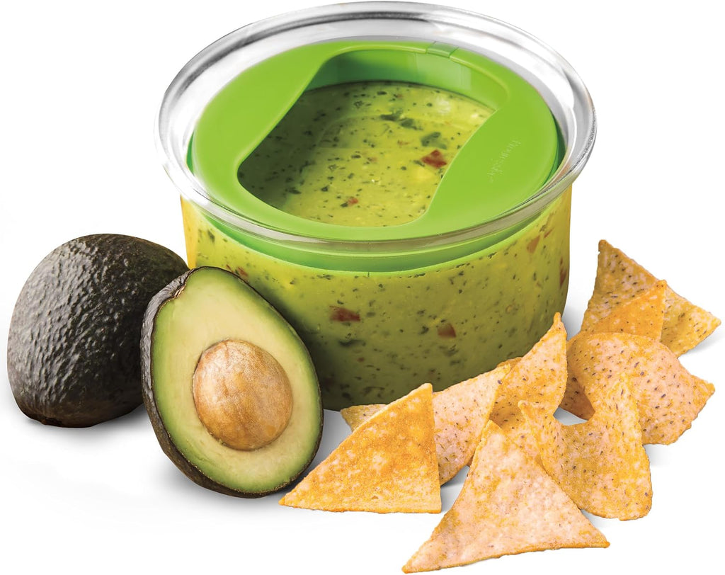 PREPWORKS ProKeeper Fresh Guacamole Plastic Kitchen Storage Container with Airtight Lid (Green), for Guacamole and Food Storage (Pack of 12)