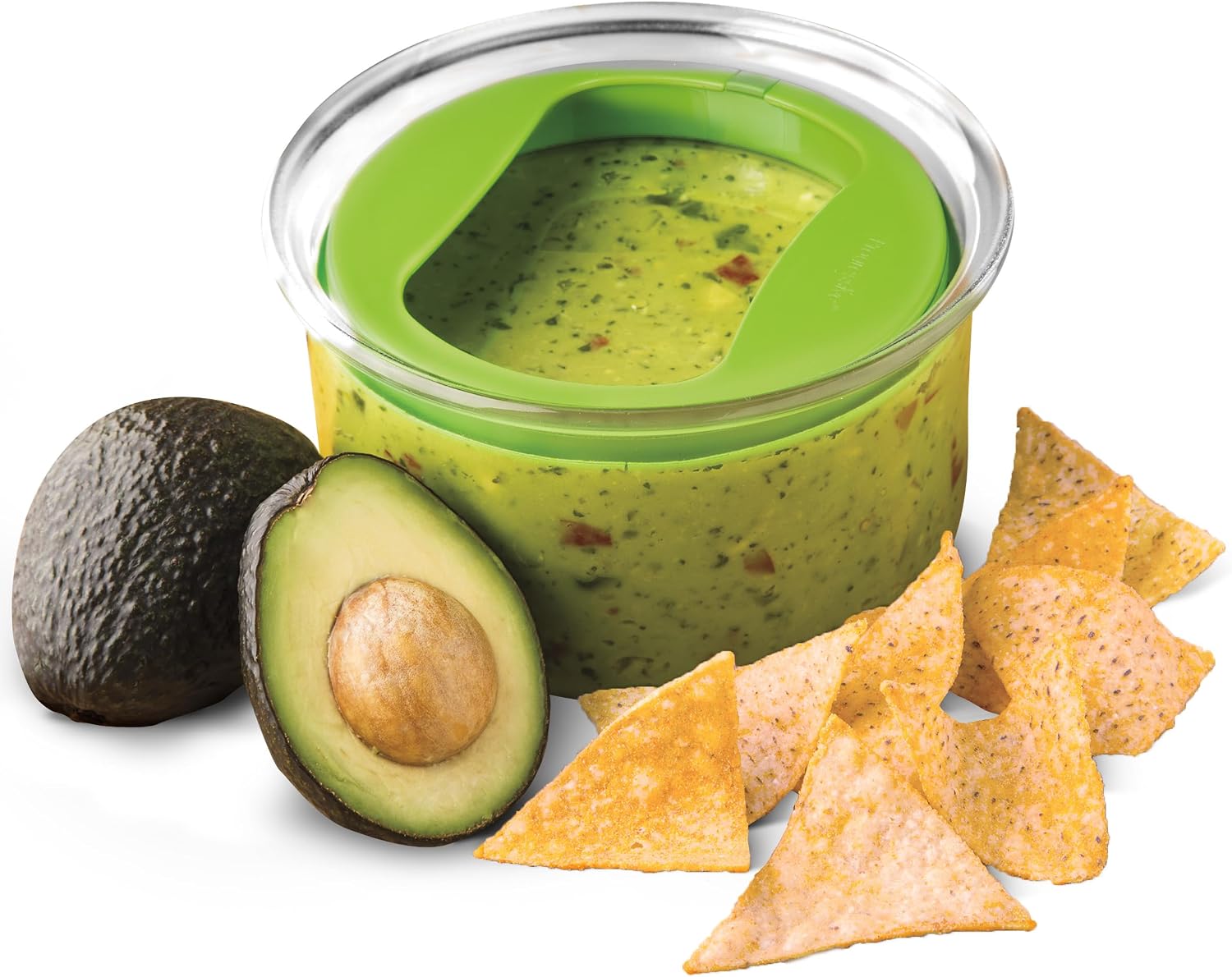 PREPWORKS ProKeeper Fresh Guacamole Plastic Kitchen Storage Container with Airtight Lid (Green), for Guacamole and Food Storage (Pack of 12)