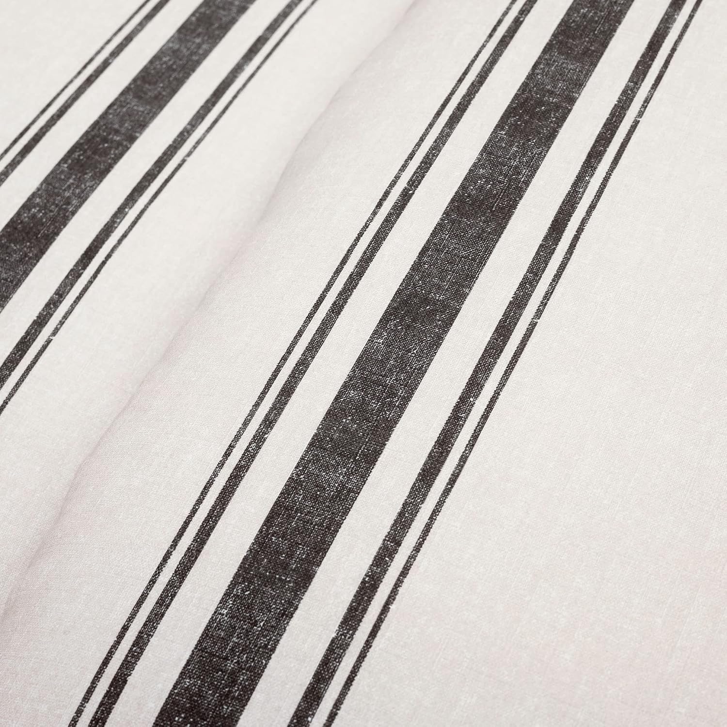 Lush Decor Farmhouse Stripe Reversible Cotton Comforter Set, 3 Piece Set, King, Black - Cozy Farmhouse Bedding Set - Rustic Decor - Striped Comforter - Modern Farmhouse Bedroom Decor