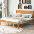 Queen Size Wood Bed Frame and Headboard, Modern Retro Brown Platform Beds Frames, Sturdy and Durable Design Rustic Wooden Bedroom Set, Easy Assembly, No Box Spring Needed (Oak, Queen)