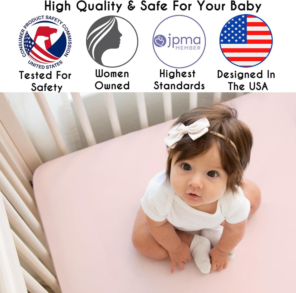 Sweet Jojo Designs 4-Piece Baby Crib Bedding Set (Blush Pink Floral Rose) for Girls, Infants/Nursery incl. Blanket, Fitted Sheet, Skirt, Diaper Stacker (Elegant, Princess, Luxury, Glam, Ruffle Roses)