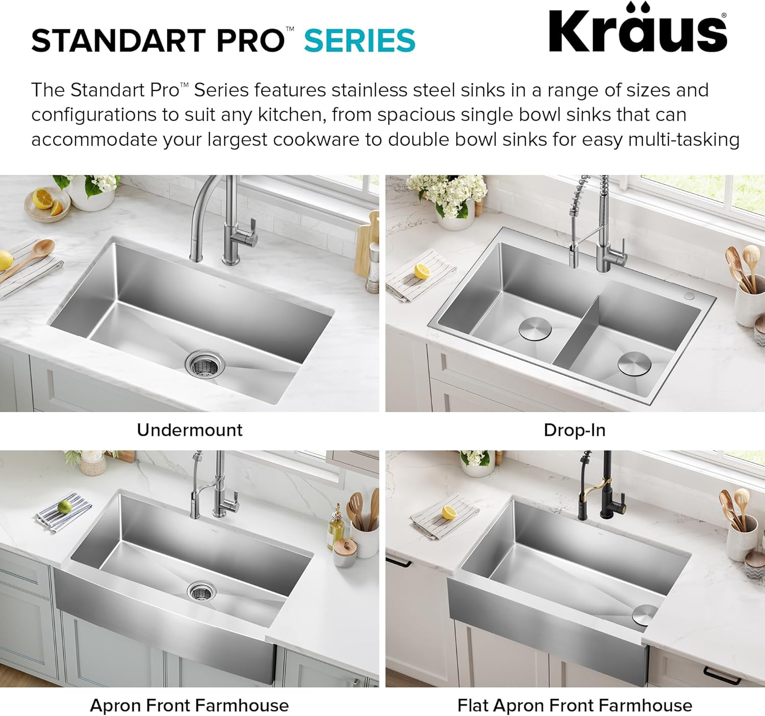Kraus Kitchen Sinks Undermount - 32 Inch Stainless Steel Kitchen Sink, 60/40 Double Bowl, 16 Gauge, Model KHU103-32
