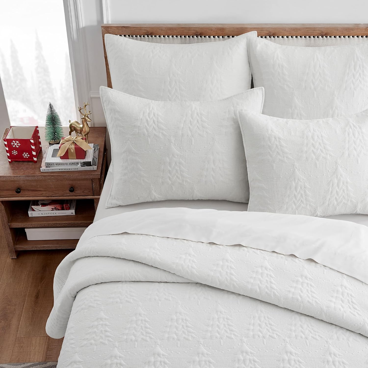 Levtex Home - O Christmas Tree Bedspread Set - Twin Bedspread and One Standard Sham - Christmas Tree - White - Bedspread (80x106in.) and Sham (20x26in.) - Cotton