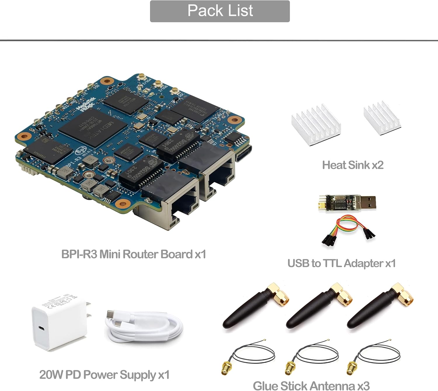 Banana Pi BPI-R3 Mini Wi-Fi 6 Wireless Dual-Band Router Board OpenWRT, 2GB DDR4 RAM 8GB eMMC Flash, MediaTek MT7986 CPU, Support 2X 2.5GbE SFP 4G LTE for Streaming Media AR/VR Game Gateway
