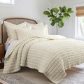 Levtex Home - Whisper Butter Quilt Set - Twin/Twin XL Quilt (68x86in.) and 1 Standard Sham (20x26in.) - Textured Grid - Cream - Reversible - Cotton | Textured