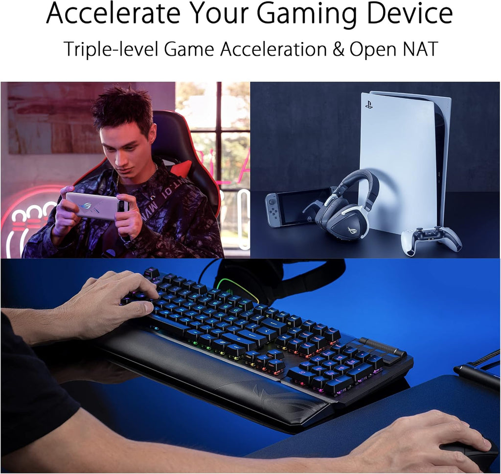 ASUS ROG Rapture GT6 (2PK) AX10000 Tri-Band WiFi 6 Gaming Mesh System, Covers up to 5,800 sq ft, 2.5 Gbps Port, Triple-Level Game Acceleration, UNII 4, Free Lifetime Internet Security, Black (Renewed)