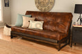 Kodiak Furniture Aspen Futon Set with Reclaim Mocha Finish, Oregon Trail Saddle Mattress, Full