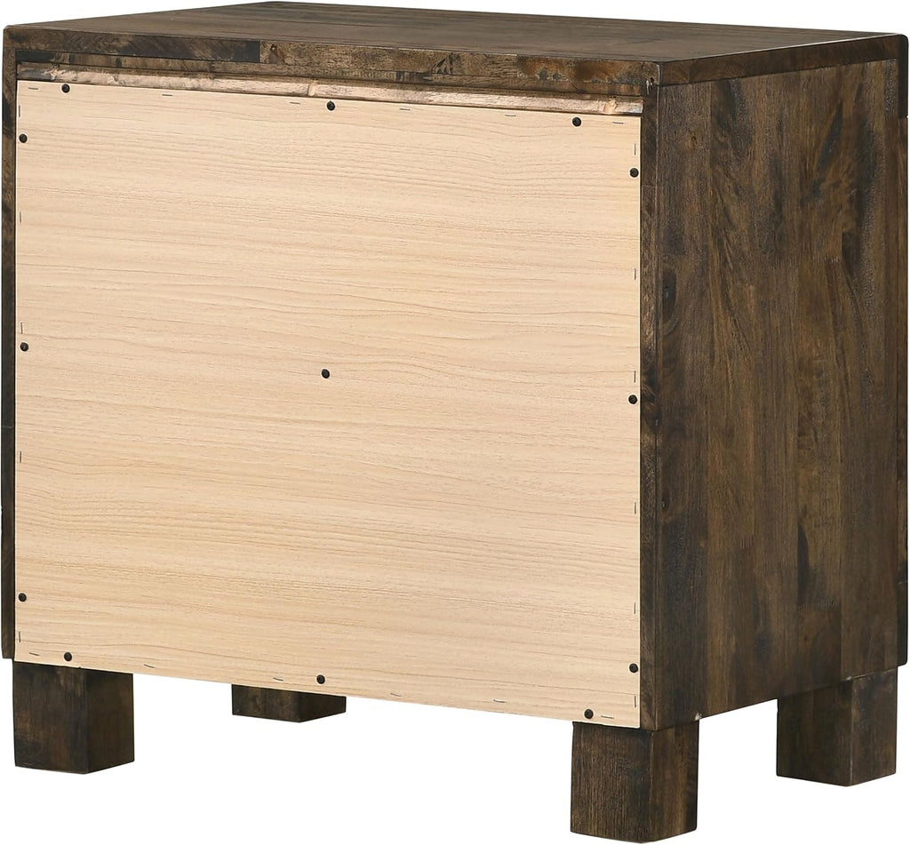 Coaster Home Furnishings Woodmont Farmhouse Engineered Wood 2-Drawer Bedroom Nightstand Bedside Table Organizer Unit Rustic Golden Brown 222632