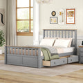 Rustic Bedroom Furniture Set: Platform Bed with Storage Drawers, Nightstand with USB Charging Ports, and 6-Drawer Chest - Solid Wood Construction (Grey,Full Bed)
