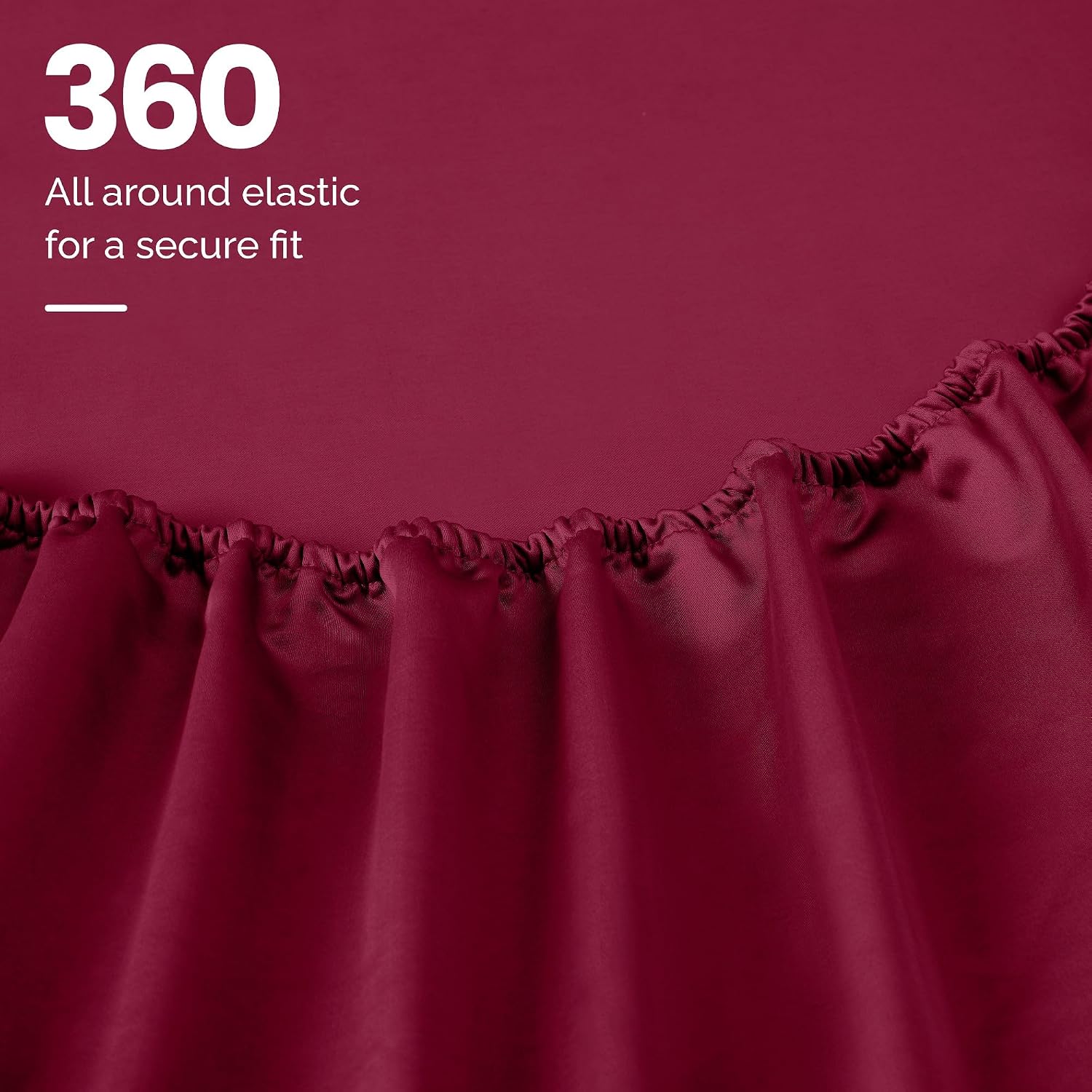 Superior 1200 Thread Count Egyptian Cotton Sheet Set, Bedroom Sheets, Modern Home Essentials, Luxury Bedding, 1 Elastic Deep Pocket Fitted Bed Sheet, 1 Flat Sheet, 2 Pillowcases, Queen, Burgundy