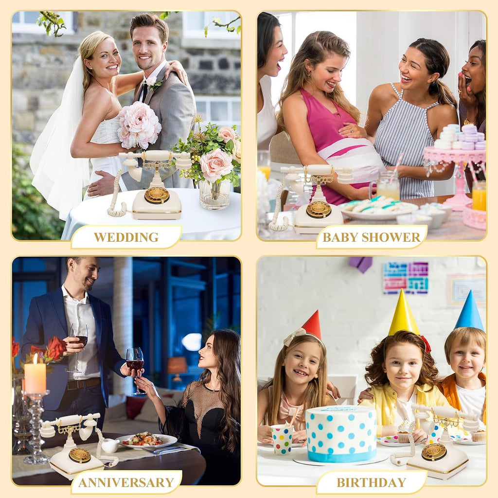 UKBW Audio Guest Book Wedding Phone, Audio Phone Guestbook, Record Audio Messages with Guestbook, Guestbook Alternative for Wedding, Birthday Party, Baby Shower, Anniversary, Engagement(Beige)