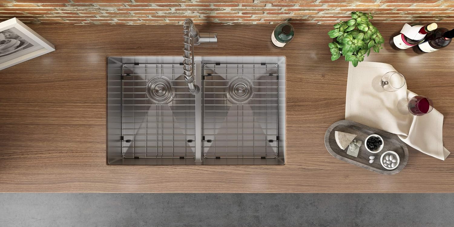 Ruvati 32-inch Low-Divide Undermount Tight Radius 50/50 Double Bowl 16 Gauge Stainless Steel Kitchen Sink - RVH7411