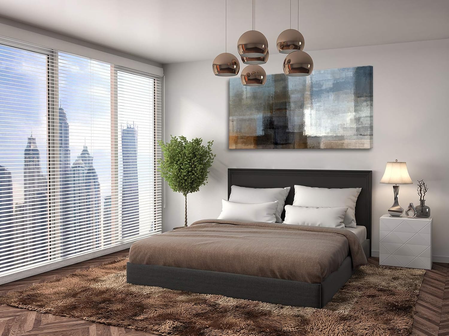 Muolunna A62275 Canvas Prints Abstract Wall Art Print Paintings Grey and Brown Home Decor Stretched and Framed Ready to Hang for Living Room Bedroom and Office Home Kitchen Artwork 30x60inch