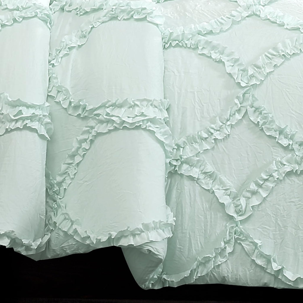 Lush Decor Avon 3 Piece Comforter Set, Full/Queen, Light Aqua - DISCONTINUED