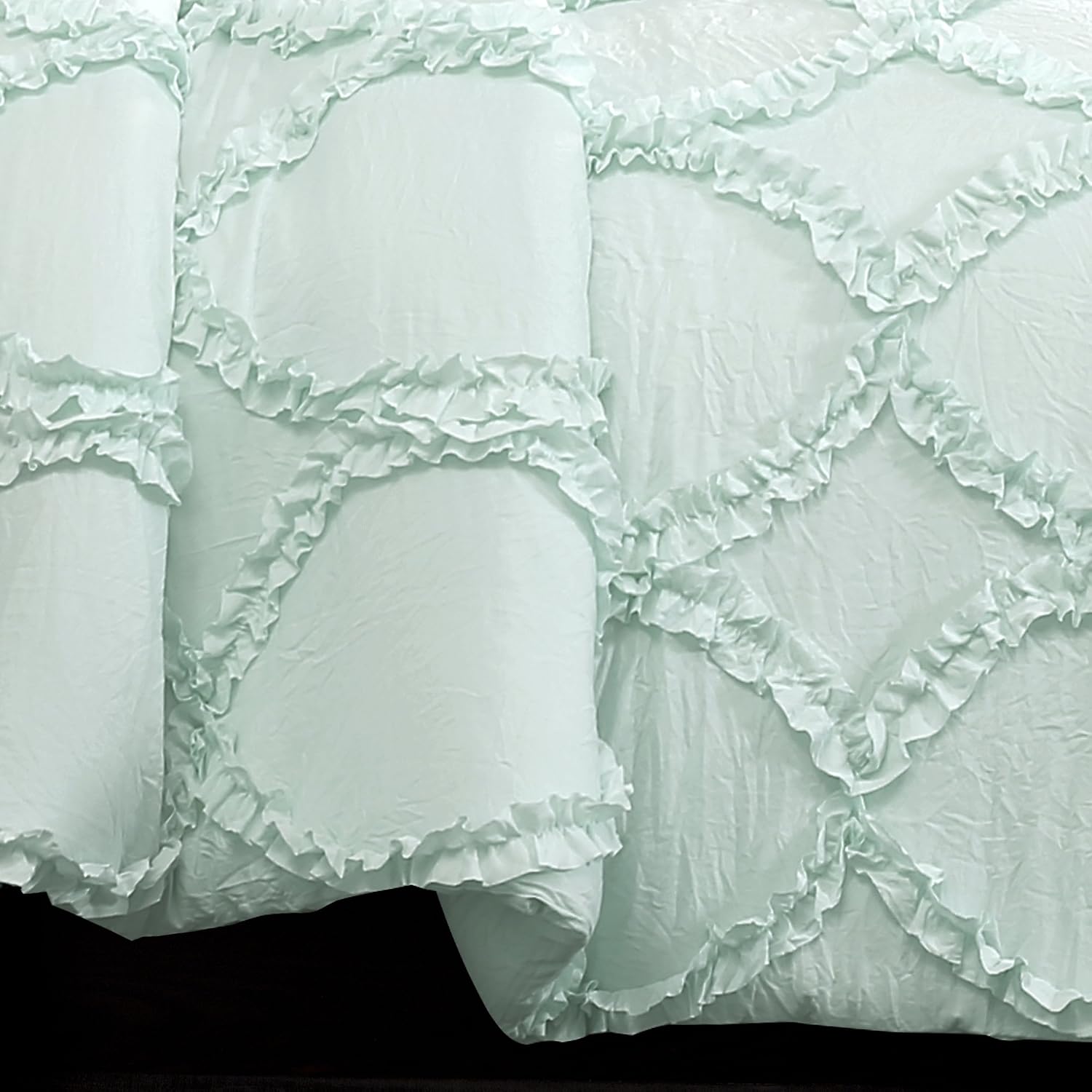 Lush Decor Avon 3 Piece Comforter Set, Full/Queen, Light Aqua - DISCONTINUED
