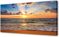 Muolunna BK1898 Wall Art Decor Large Canvas Print Picture Sunrise Ocean Beach 1 Panel Waves Scenery Painting Artwork for Office Wall Decor Home Decoration Stretched and Framed Ready to Hang