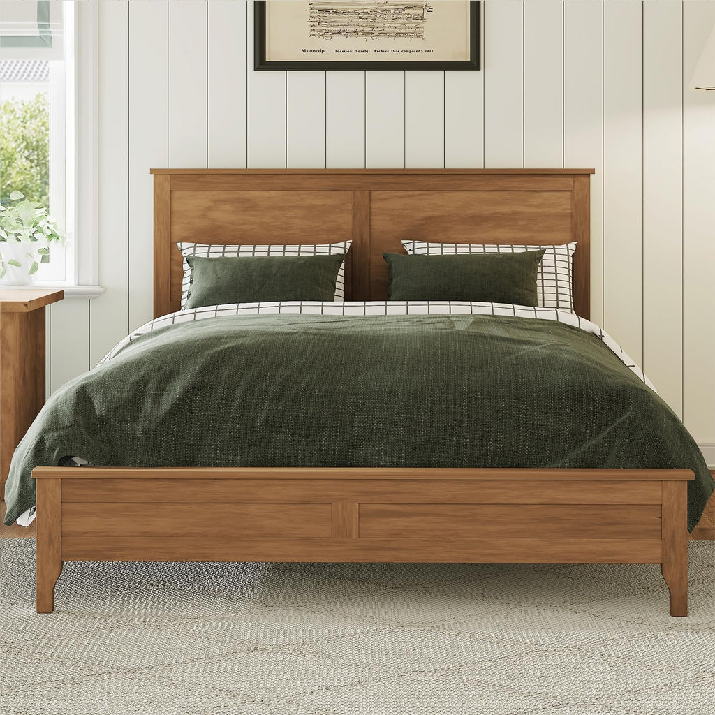 King Size Wood Bed Frame and Headboard, Modern Retro Seadrift Platform Beds Frames, Sturdy and Durable Design Rustic Wooden Bedroom Set, Easy Assembly, No Box Spring Needed (Seadrift, King)