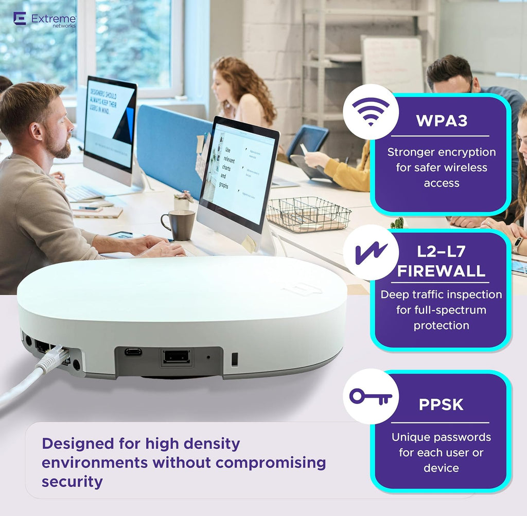 AP4000-WW Tri-Radio Indoor Wi-Fi 6E Access Point - 2.4GHz/5GHz/6GH, Multi-OS Support, Cloud-Managed with ExtremeCloud IQ, High-Density Performance